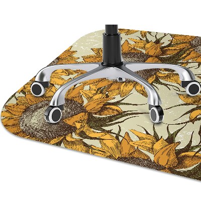 Office chair mat retro Sunflowers