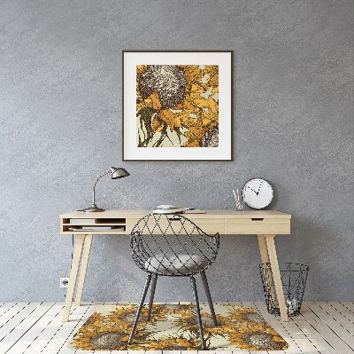 Office chair mat retro Sunflowers