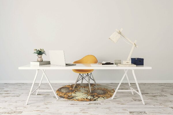 Office chair mat retro Sunflowers