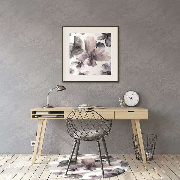 Desk chair mat dark flowers