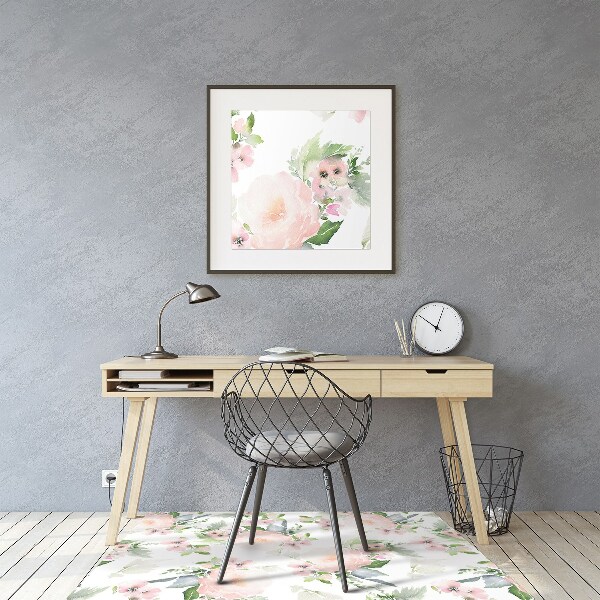 Chair mat floor panels protector pastel flowers