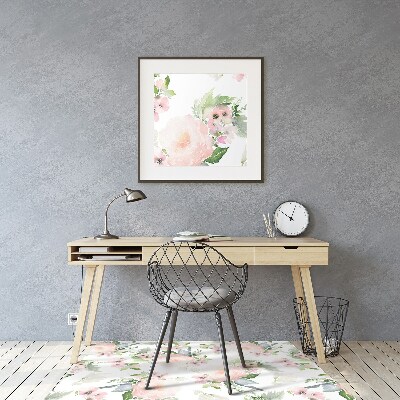 Chair mat floor panels protector pastel flowers