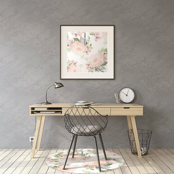 Chair mat floor panels protector pastel flowers