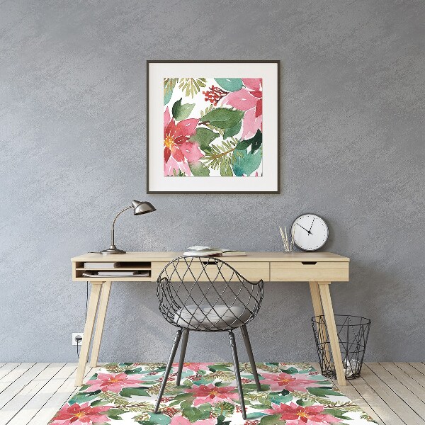 Chair mat floor panels protector red stars