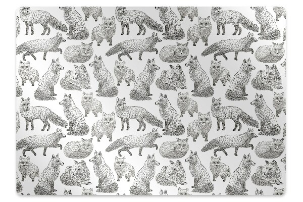 Office chair mat sketched foxes