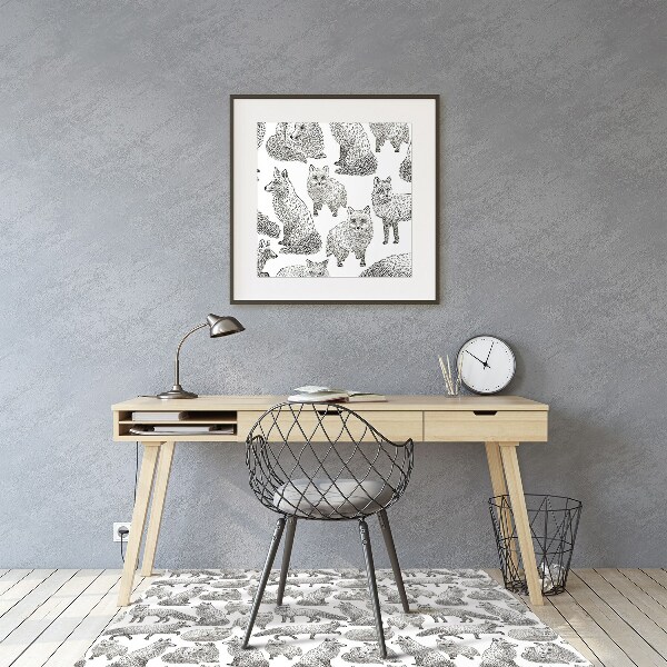 Office chair mat sketched foxes