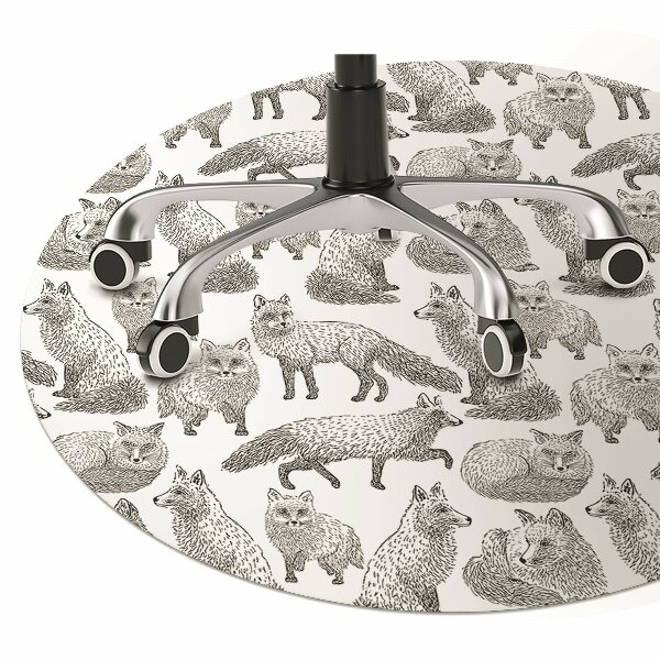 Office chair mat sketched foxes