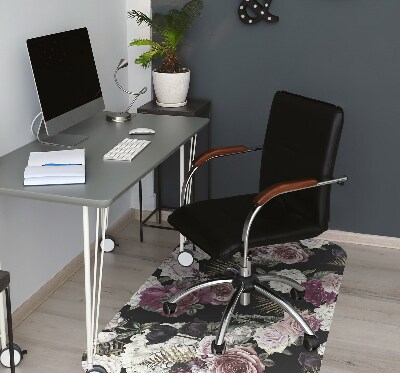 Office chair floor protector romantic flowers