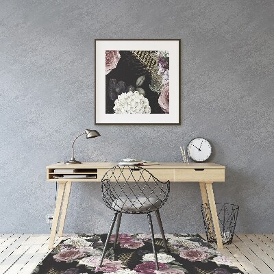 Office chair floor protector romantic flowers