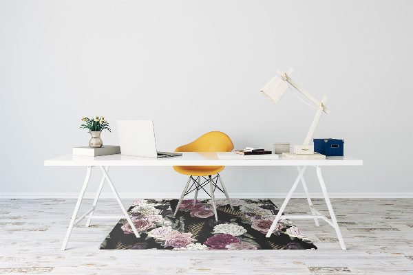 Office chair floor protector romantic flowers