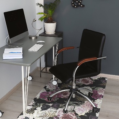 Office chair floor protector romantic flowers