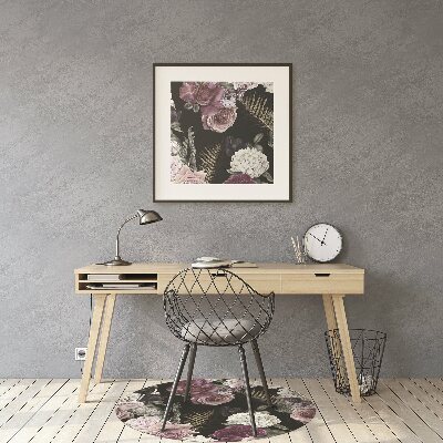 Office chair floor protector romantic flowers