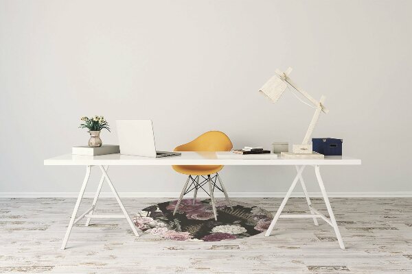Office chair floor protector romantic flowers