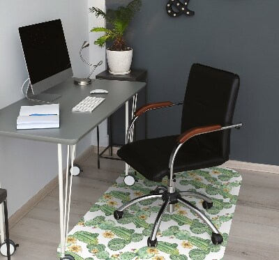 Office chair floor protector Cactus with flowers