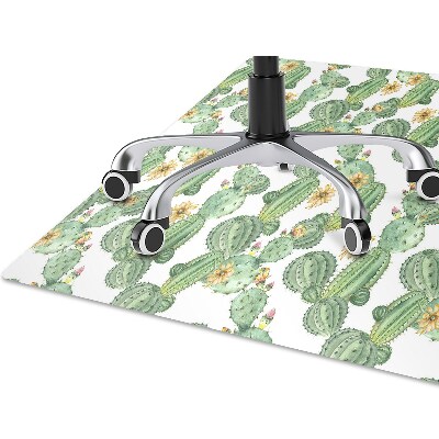 Office chair floor protector Cactus with flowers