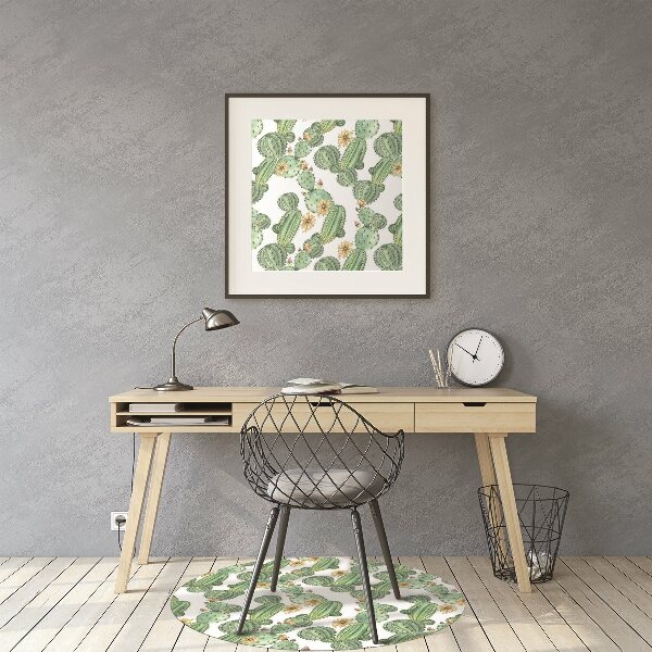 Office chair floor protector Cactus with flowers