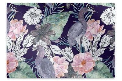 Chair mat floor panels protector Birds in flowers