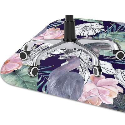 Chair mat floor panels protector Birds in flowers