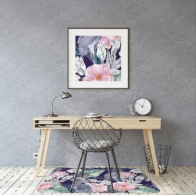 Chair mat floor panels protector Birds in flowers