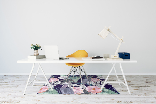 Chair mat floor panels protector Birds in flowers