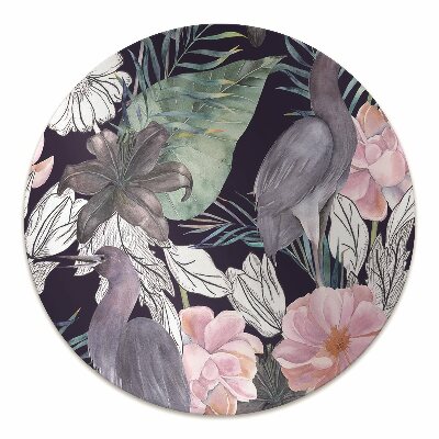 Chair mat floor panels protector Birds in flowers