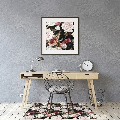 Office chair mat baroque flowers