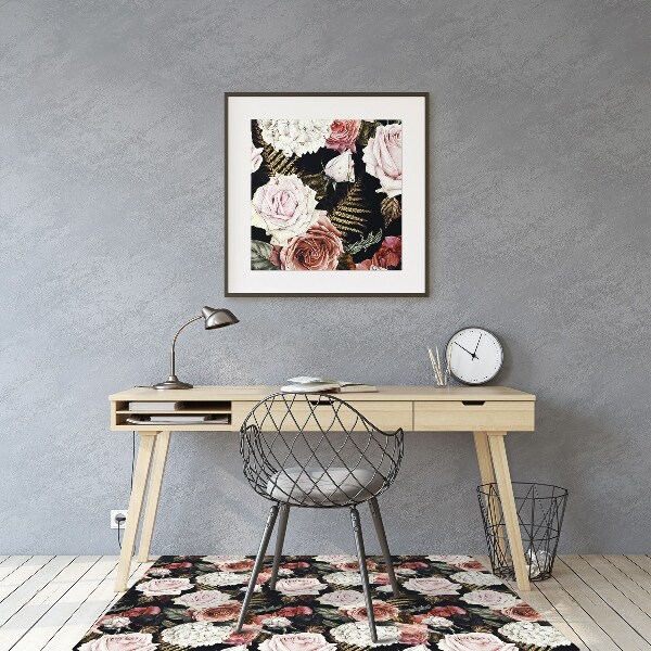 Office chair mat baroque flowers