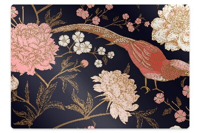 Office chair mat Peony with bird