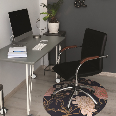 Office chair mat Peony with bird