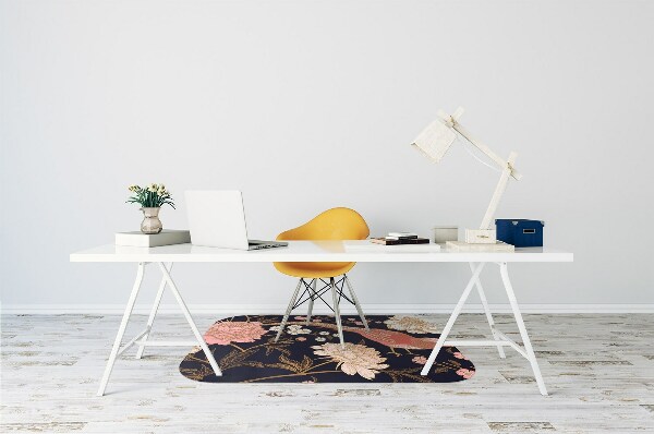 Office chair mat Peony with bird