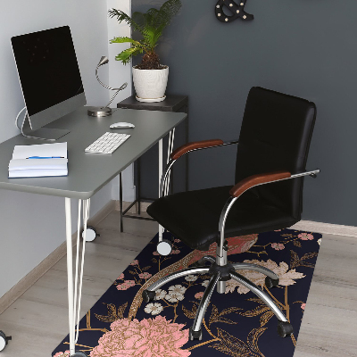 Office chair mat Peony with bird