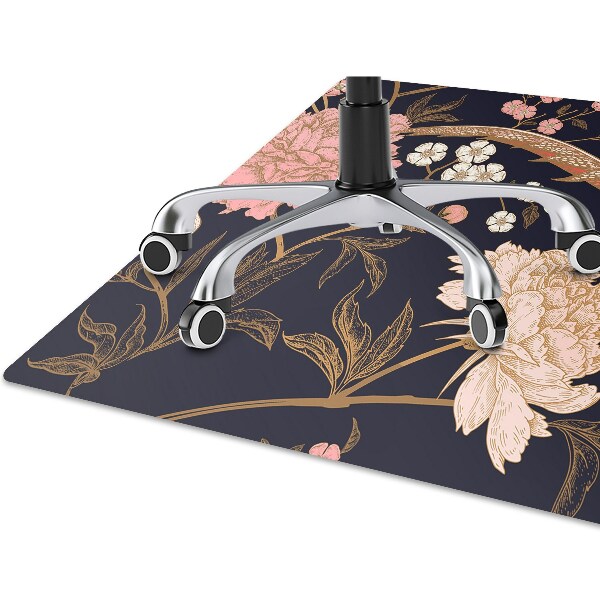 Office chair mat Peony with bird