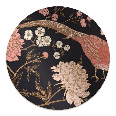 Office chair mat Peony with bird