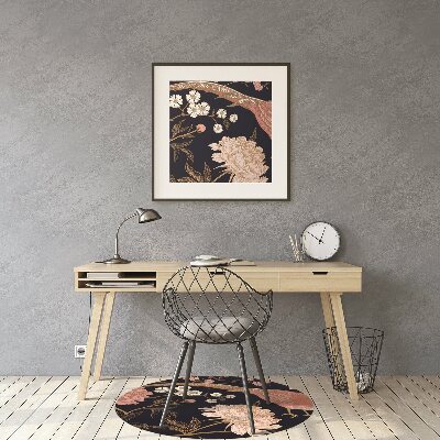 Office chair mat Peony with bird