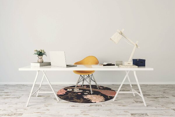 Office chair mat Peony with bird