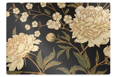 Desk chair mat white peony