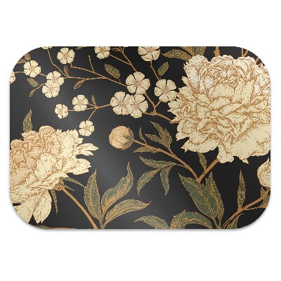 Desk chair mat white peony