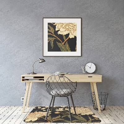 Desk chair mat white peony