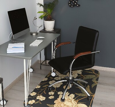 Desk chair mat white peony