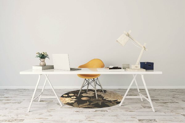 Desk chair mat white peony
