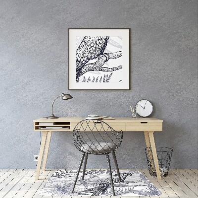 Office chair mat Sketching parrot