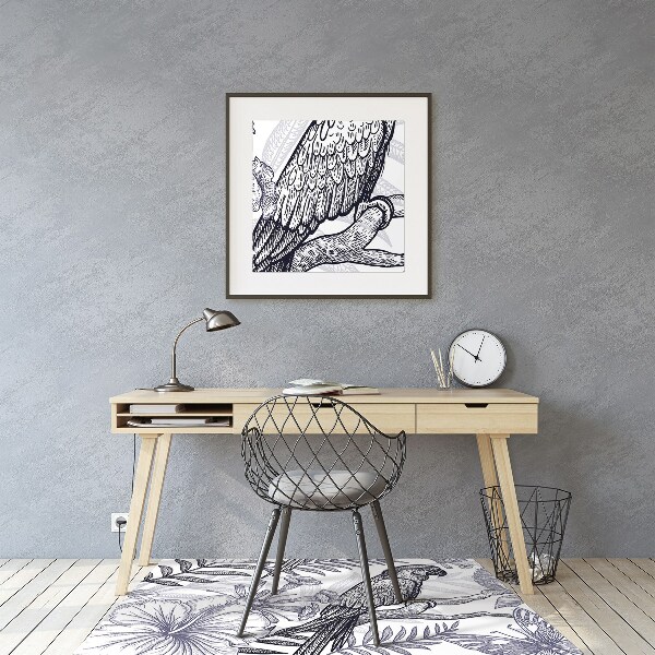 Office chair mat Sketching parrot