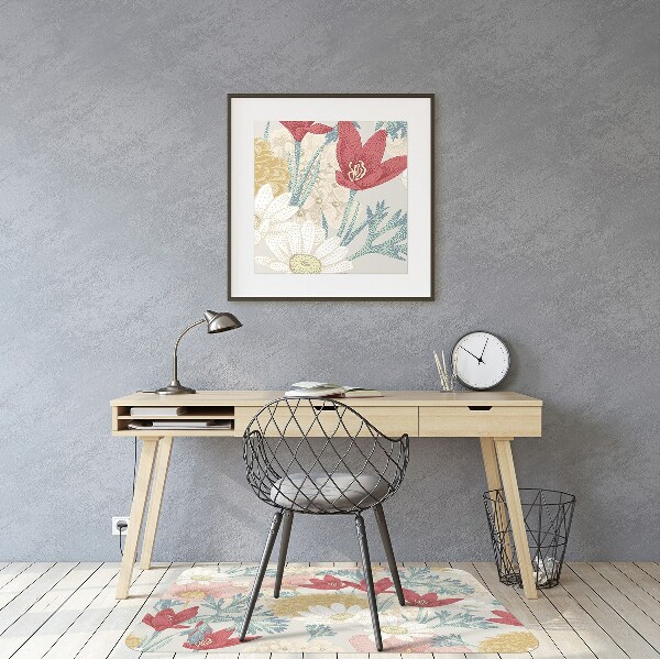 Office chair mat Spring flowers