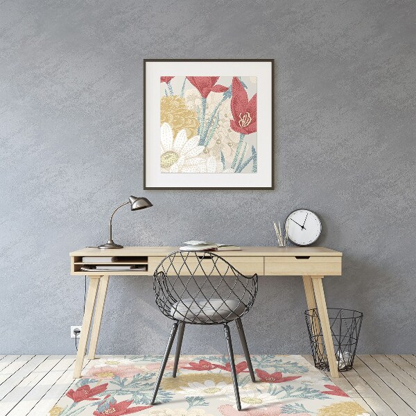 Office chair mat Spring flowers