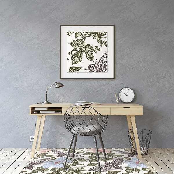Computer chair mat Butterflies among the flowers