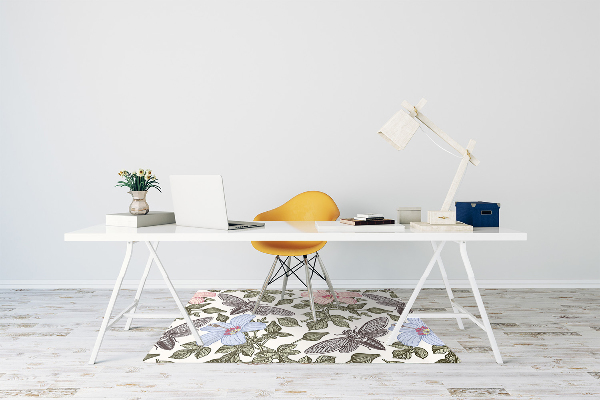 Computer chair mat Butterflies among the flowers