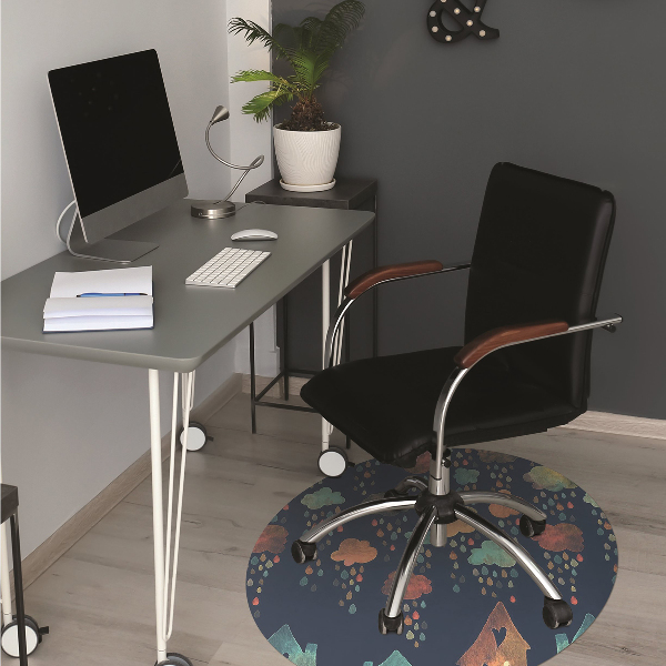 Desk chair mat colorful houses