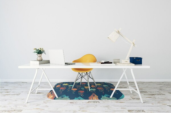 Desk chair mat colorful houses
