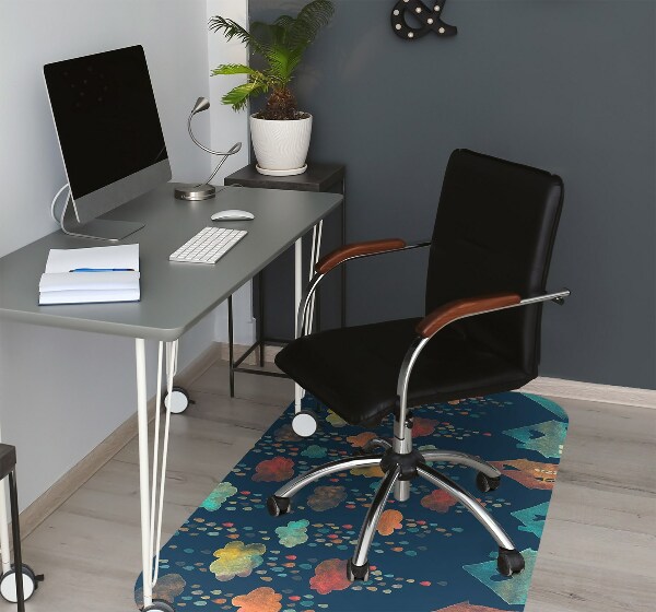 Desk chair mat colorful houses