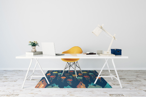 Desk chair mat colorful houses